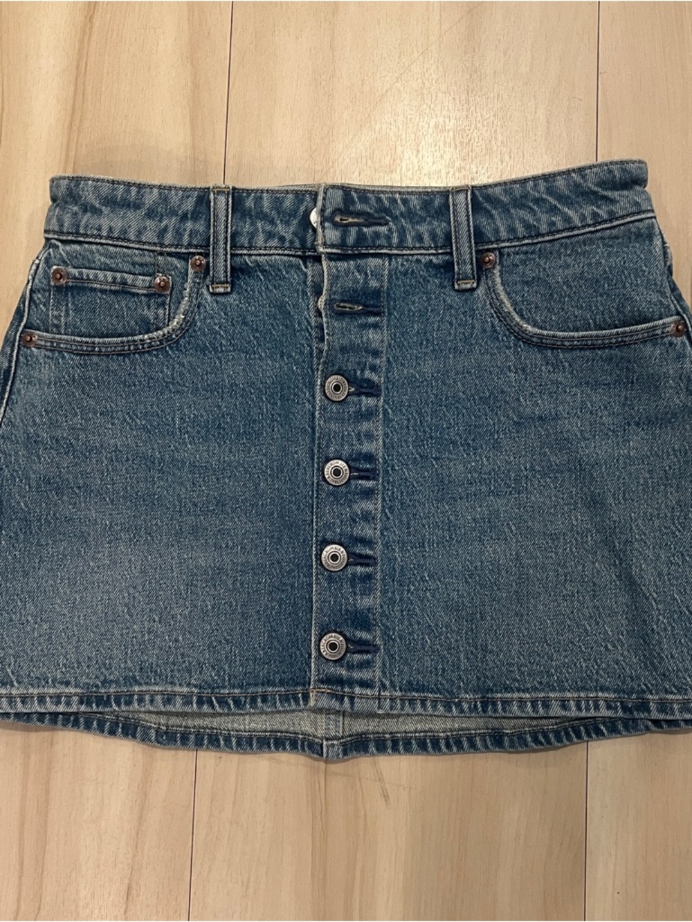 Abercrombie Denim Button-Front Mini Skirt